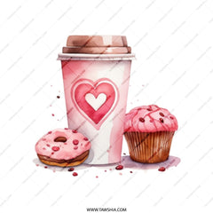 Coffee Donut Cupcake Tote Bag, Watercolor Design, Sweet Treats, Food Lover Gift, Everyday Bag, Valentines Day Gift, Unique Tote Bag - Tawshia