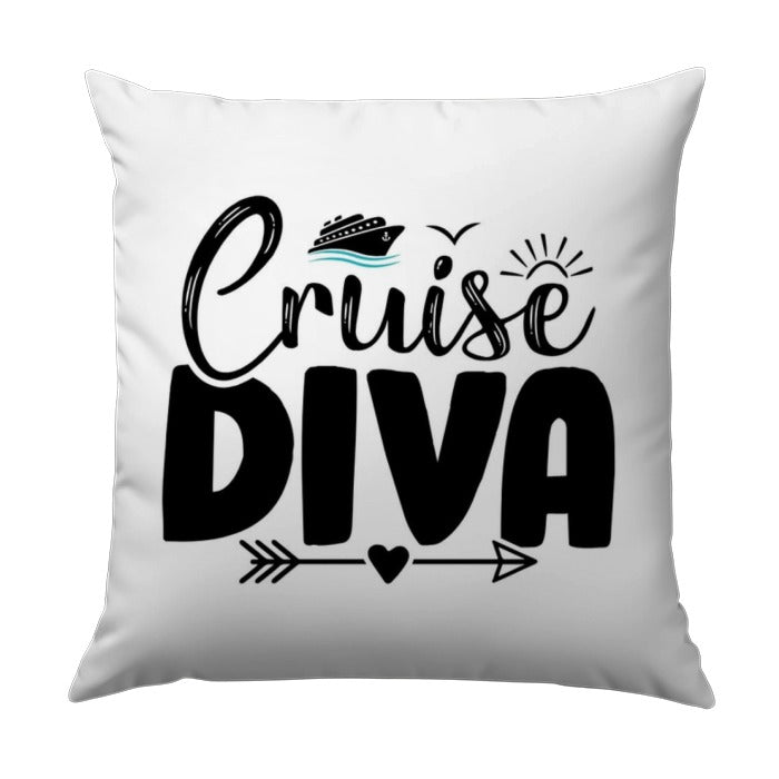 Cruise Diva Pillow, Vacation Decor, Cruise Lover Gift, Nautical Pillow, Cruise Ship Pillow, Boat Trip Pillow, Beach House Decor - Tawshia