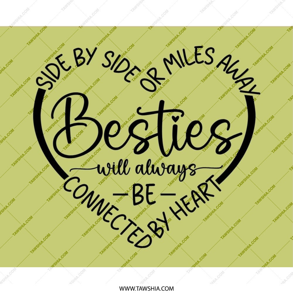 Besties Mouse Pad, Best Friend Gift, Long Distance Friendship, Connected by Heart, Unique Desk Accessory, Friendship Gift Idea - Tawshia