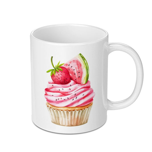 Watermelon Cupcake Mug, Cute Dessert Mug, Foodie Gift, Funny Cupcake Mug, Unique Mug Design, Sweet Treat Mug, Novelty Mug, Kitchen Decor - Tawshia