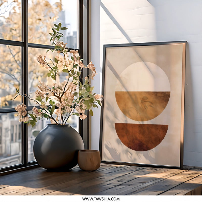 Abstract Geometric Wall Art, Modern Art Print, Circle and Semi Circle Design, Minimalist Decor, Home Decor, Contemporary Art - Tawshia