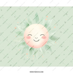 Smiling Sun Mouse Pad, Cute Desk Decor, Aesthetic Office Accessories, Happy Face Computer Mat, Floral Leaves, Positive Vibes, Gamer Mousepad - Tawshia