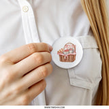 Picnic Basket Pinback Button, Vintage Style, Heart Accents, Food Illustration, Cute Button, Aesthetic Accessory, Valentine Gift - Tawshia