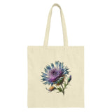 Purple Thistle Flower Tote Bag, Floral Print Reusable Shopping Bag, Unique Botanical Art, Nature Lover Gift, Everyday Carry Bag - Tawshia