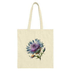 Purple Thistle Flower Tote Bag, Floral Print Reusable Shopping Bag, Unique Botanical Art, Nature Lover Gift, Everyday Carry Bag - Tawshia