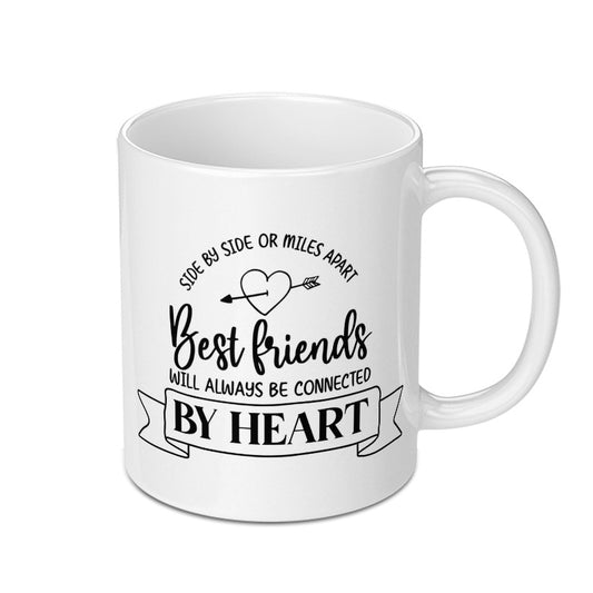 Best Friends Mug, Connected By Heart, Friendship Mug, Gift For Bestie, Long Distance Friendship, Coffee Mug, Unique Gift Mug - Tawshia