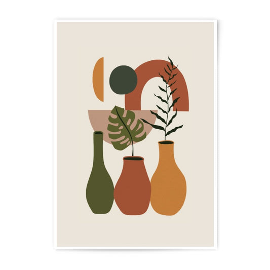 Abstract Botanical Photographic Print, Vases Art Print, Geometric Shapes Poster, Modern Wall Decor, Minimalist Art, Home Decor - Tawshia