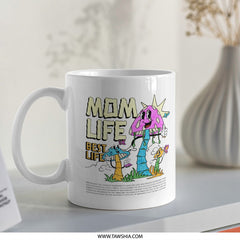 Mom Life Best Life Cartoon Art White Mug product