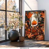 Autumn Leaves Wall Art, Fall Foliage Decor, Orange Maple Leaf Print, Nature Photography, Forest Scene Art, Seasonal Wall Decor - Tawshia
