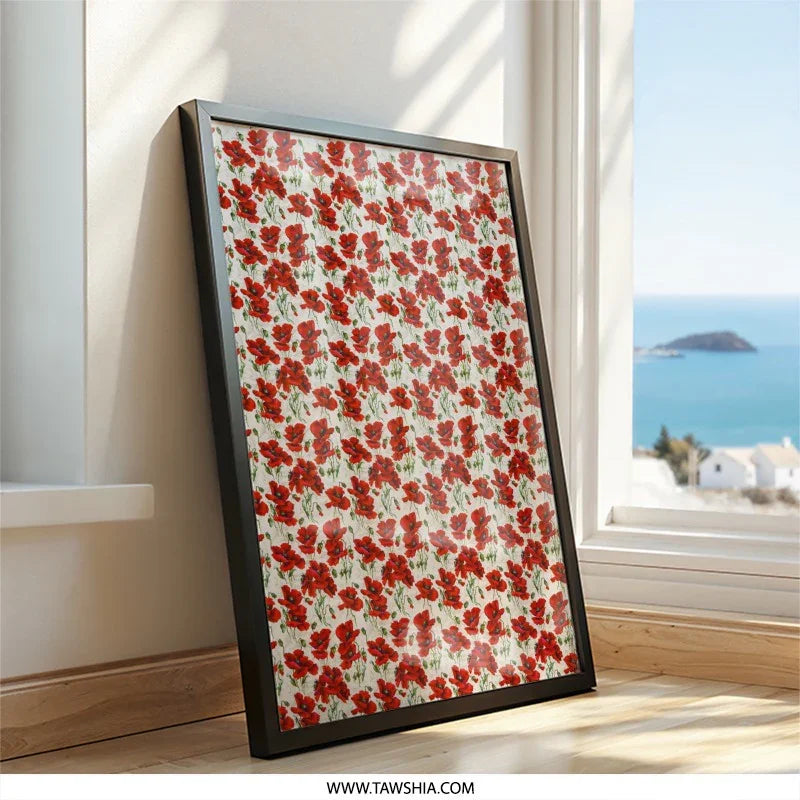 Red Poppies Wall Art, Floral Print, Botanical Decor, Flower Wall Decor, Modern Home Decor, Nature Inspired Art, Red Flower Art - Tawshia