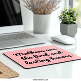 Mothers Day Mouse Pad, Hero Mom, Gift for Mother, Mom Hero Mousepad, Inspirational Quote Desk Decor, Pink Mouse Pad, Office Gift - Tawshia