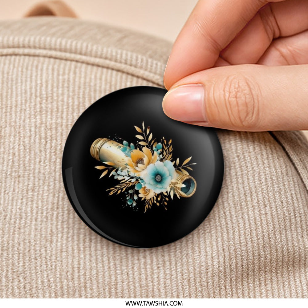 Floral Telescope Pinback Button, Astronomy Gift, Celestial Button, Space Lover Gift, Unique Accessories, Science Teacher Gift - Tawshia