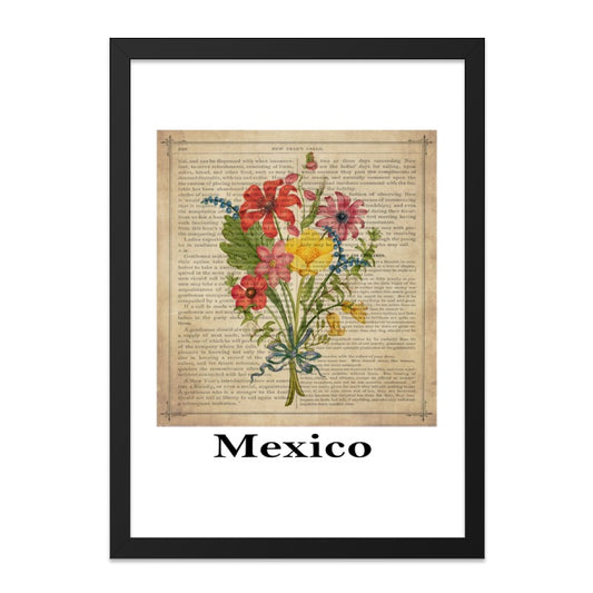 Vintage Floral Wall Art, Antique Flowers Print, Botanical Wall Decor, Mexico Inspired Wall Art, Botanical Print Wall Decor - Tawshia