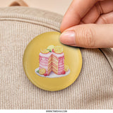 Lemon Cake Pinback Button, Cute Food Button, Dessert Lover, Baker Gift, Watercolor Art, Yummy Cake, Sweet Treat Button, Party Favor - Tawshia