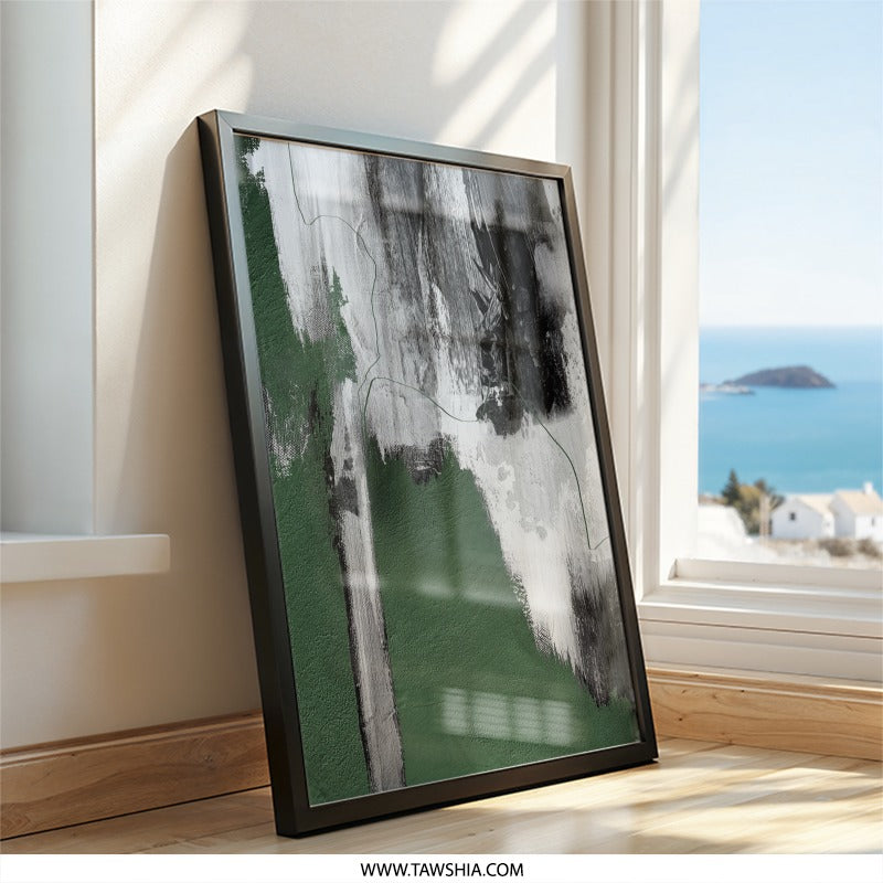 Abstract Expressionism Wall Art, Green Black White Painting, Modern Art Print, Contemporary Home Decor, Unique Artwork, Wall Decor - Tawshia