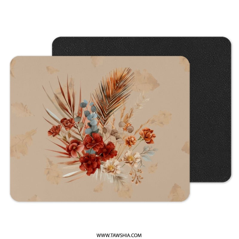 Floral MousePad, Botanical Computer Accessory, Elegant Desk Mat, Autumn Flowers Mouse Pad, Aesthetic Office Decor, Trending Gift Idea - Tawshia