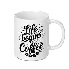 Coffee Mug, Life Begins After Coffee Mug, Coffee Lover Gift, Funny Mug, Coffee Addict Mug, Gift for Coffee Lover, Coffee Bean Mug - Tawshia