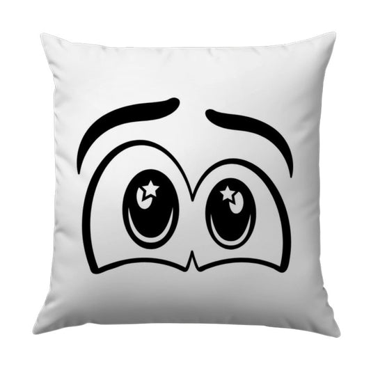 Cartoon Eyes Pillow, Cute Pillow, Fun Home Decor, Starry Eyes, Decorative Throw Pillow, Black and White Design, Unique Gift Idea - Tawshia