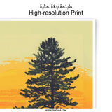 Sunset Road Trip Photographic Print, Landscape Wall Art, Pine Tree Art, Nature Photography, Warm Tone Photo, Roadside Decor - Tawshia