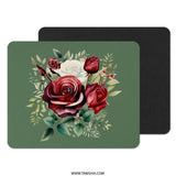 Rose Bouquet Mouse Pad, Floral Mousepad, Botanical Office Decor, Elegant Mouse Mat, Red Roses Desk Accessories, Gift For Her - Tawshia