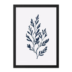 Navy Botanical Wall Art, Modern Leaf Print, Minimalist Plant Decor, Dark Blue Foliage Artwork, Framed Wall Decor, Nature Inspired Art - Tawshia