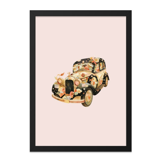 Floral Classic Car Wall Art, Vintage Vehicle Print, Watercolor Automobile Decor, Antique Car Poster, Automotive Artwork, Unique Gift Idea - Tawshia