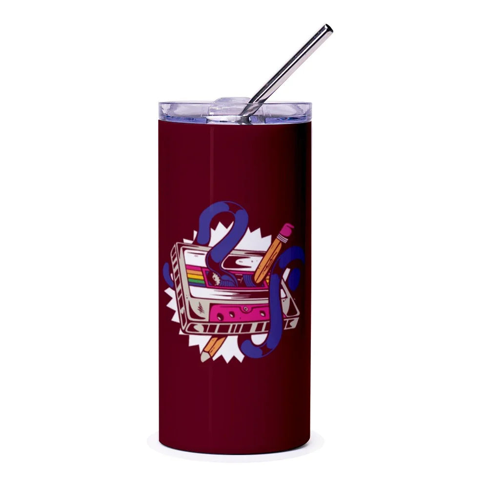 Retro Cassette Pencil Design Stainless Steel Tumbler product