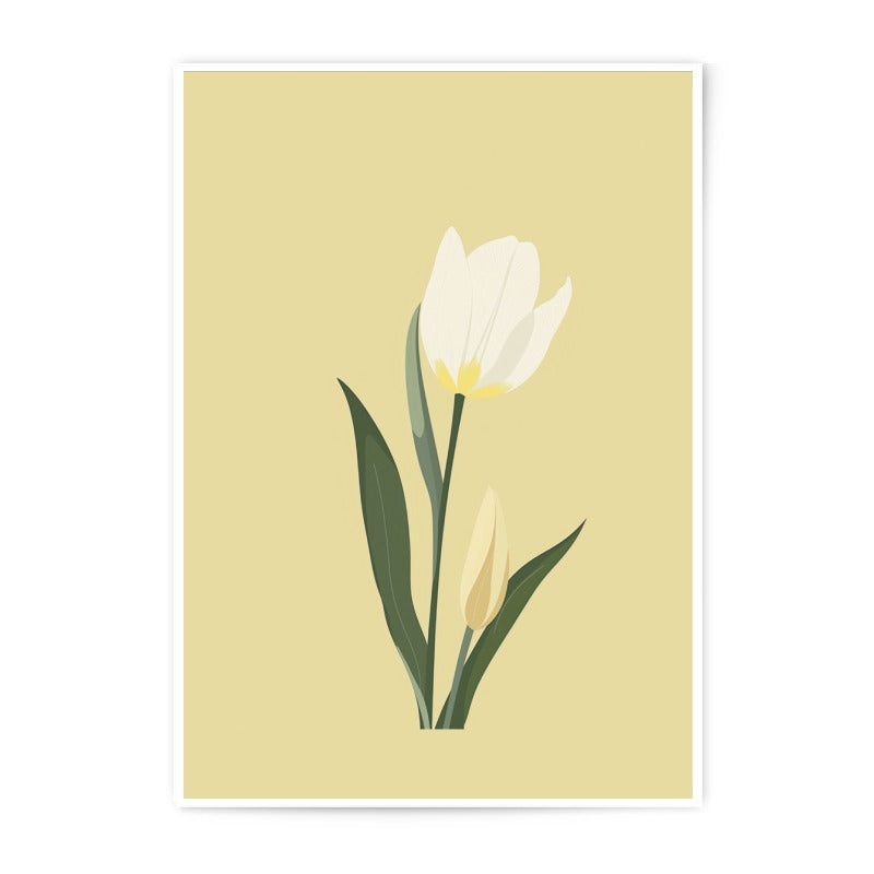 White Tulip Photographic Print, Floral Wall Art, Botanical Illustration, Minimalist Home Decor, Elegant Flower Print, Nature Inspired Art - Tawshia