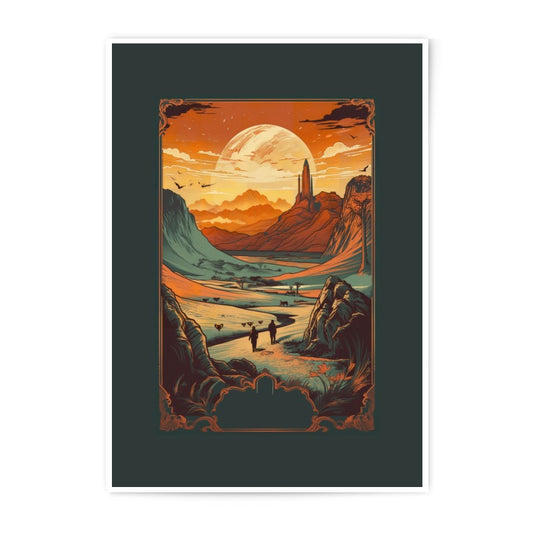 Fantasy Landscape Photographic Print, Walkers Art Print, Surreal Desert Scene, Vintage Inspired Art, Mountain Range Photography - Tawshia