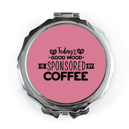 Coffee Pocket Mirror, Good Mood Gift, Sponsored by Coffee Compact Mirror, Coffee Lover Present, Caffeine Addict, Pocket Mirror - Tawshia