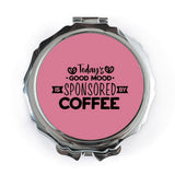 Coffee Pocket Mirror, Good Mood Gift, Sponsored by Coffee Compact Mirror, Coffee Lover Present, Caffeine Addict, Pocket Mirror - Tawshia