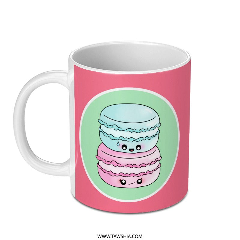 Cute Macarons Mug, Kawaii Dessert Coffee Cup, Sweet Treat Gift, Pastel Colors Mug, Foodie Gift Idea, Unique Coffee Mug, Funny Macaron Mug - Tawshia