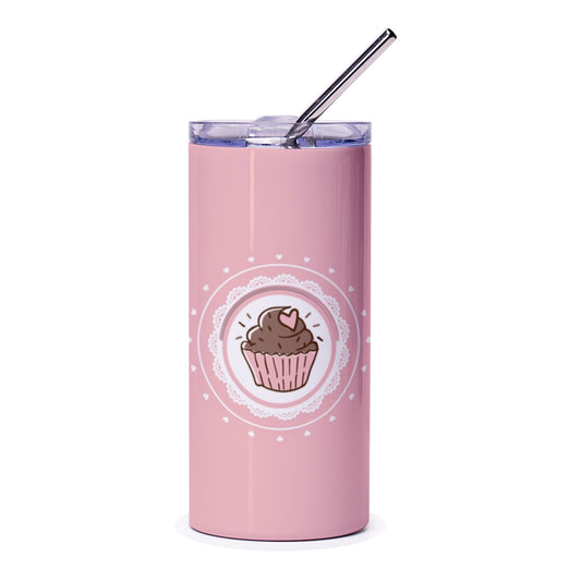 Cute Cupcake Tumbler, Pink Tumbler, Sweet Treat Design, Baking Lover Gift, Foodie Tumbler, Gift for Baker, Drinkware - Tawshia