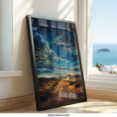 Night Sky Wall Art, Desert Landscape, Starry Night Print, Southwest Decor, Roadside Diner Painting, Landscape Art, Wall Decor - Tawshia