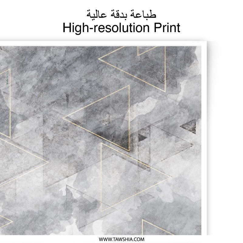 Geometric Triangle Photographic Print, Abstract Wall Art, Gray Gold Decor, Modern Home Decor, Minimalist Print, Unique Gift Idea - Tawshia