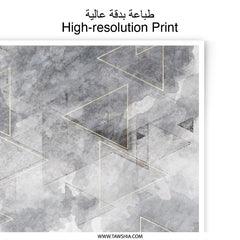 Geometric Triangle Photographic Print, Abstract Wall Art, Gray Gold Decor, Modern Home Decor, Minimalist Print, Unique Gift Idea - Tawshia