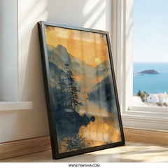 Mountain Lake Wall Art, Sunset Landscape Print, Golden Hour Reflection, Nature Home Decor, Scenic Wall Decor - Tawshia