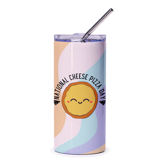 National Cheese Pizza Day Tumbler, Cute Pizza Lover Gift, Kawaii Pizza Art, Pizza Holiday, Foodie Tumbler, Gift For Pizza Fanatic - Tawshia