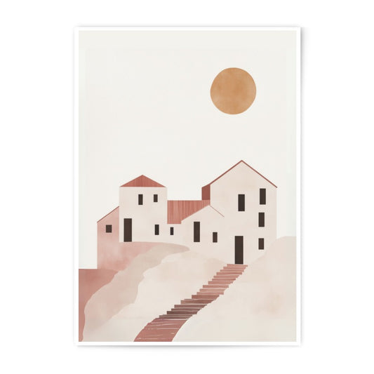 Minimalist Town Photographic Print, Neutral Color Wall Art, Abstract Landscape Photo, Modern Home Decor, House Portrait - Tawshia