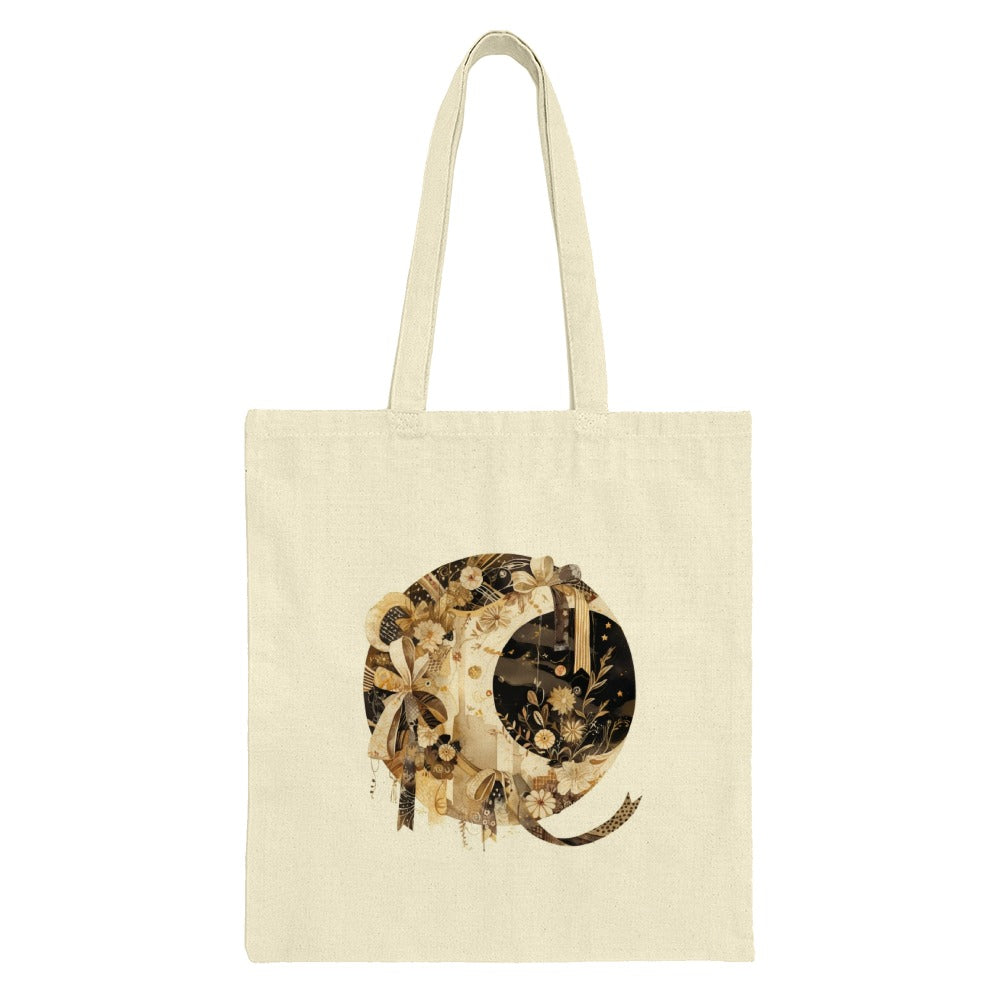 Crescent Moon Floral Design Tote Bag, Celestial Tote, Floral Crescent, Artistic Tote, Moon Lover Gift, Aesthetic Bag, Fashion Tote, Cute Bag - Tawshia
