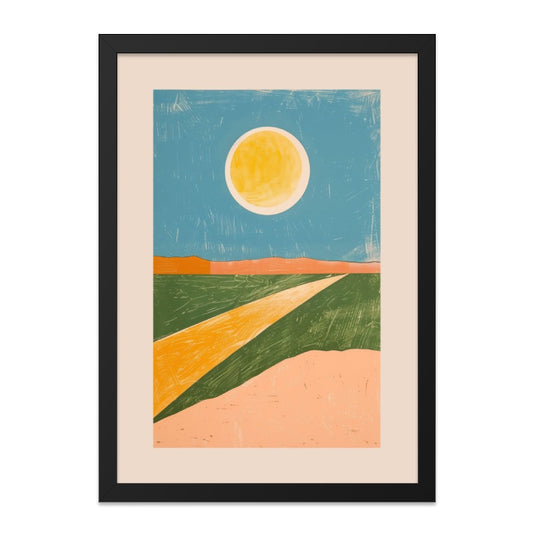 Abstract Landscape Wall Art, Modern Art Print, Yellow Sun Artwork, Contemporary Home Decor, Minimalist Wall Hanging, Geometric Landscape - Tawshia
