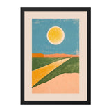 Abstract Landscape Wall Art, Modern Art Print, Yellow Sun Artwork, Contemporary Home Decor, Minimalist Wall Hanging, Geometric Landscape - Tawshia