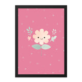 Cute Flower Framed Wall Art, Pink Heart Decor, Kids Room Art, Nursery Art, Floral Wall Decor, Kawaii Art Print, Whimsical Art, Gift Idea - Tawshia