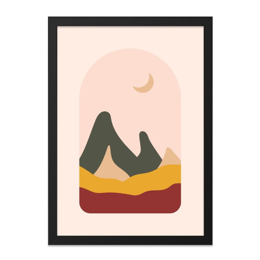 Minimalist Mountain Moon Wall Art, Abstract Landscape Print, Boho Home Decor, Earth Tone Art, Contemporary Wall Decor - Tawshia