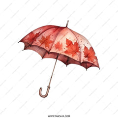 Autumn Umbrella Tote Bag, Fall Leaves Canvas Bag, Weather Art Shopping Bag, Seasonal Gift, Trendy Shoulder Bag - Tawshia