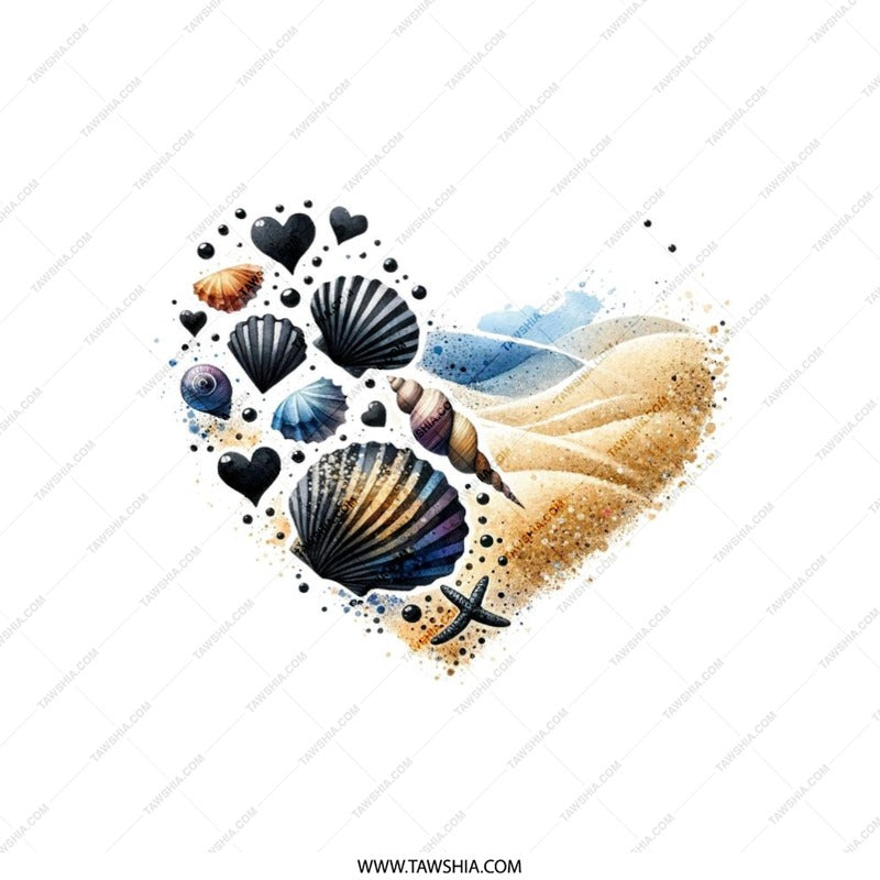 Seashell Heart Pillow, Beach House Decor, Coastal Throw Pillow, Ocean Lover Gift, Nautical Home Accent, Beach Themed Cushion - Tawshia