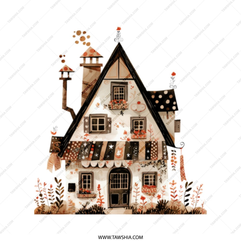 Quaint Cottage Tote Bag, Whimsical House Design, Unique Gift Idea, Aesthetic Bag, Cute Accessories, Stylish Canvas Bag, Book Lover Gift - Tawshia