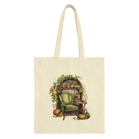 Cozy Autumn Nook Tote Bag, Fall Home Decor, Pumpkin and Books Tote, Cottagecore Aesthetic, Book Lovers Bag, Cozy Tote Bag - Tawshia