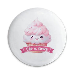 Cute Cupcake Pinback Button, Kawaii Food Button, Pink Treat Button, Life is Sweet Pin, Sweet Treat Button, Pastel Decor, Backpack Button - Tawshia