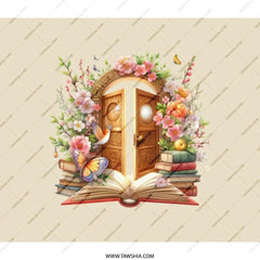 Magical Door BackPack, Book and Flower BackPack, Fantasy School BackPack, Cute Travel BackPack, Student BackPack, Book Lover Gift - Tawshia